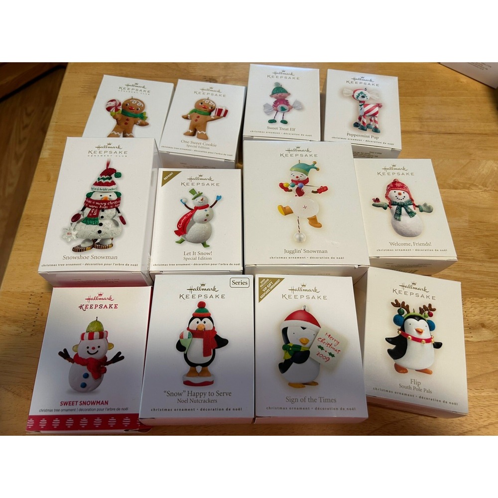 lot of 12‎ hallmark keepsake ornaments Snowman Gingerbread penguin